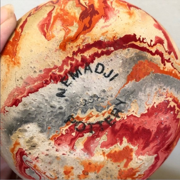 Vintage Nemadji Pottery Red Orange Native American Handmade Pottery - Picture 7 of 11